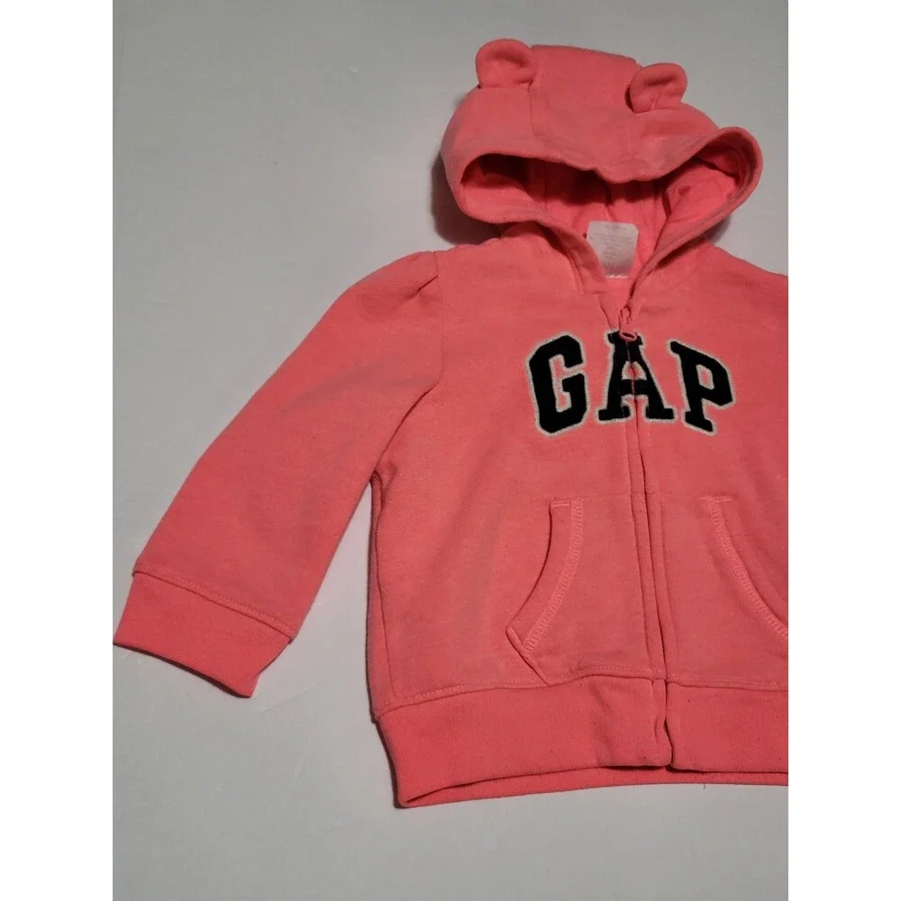 (#L5) Baby Gap fleece Orange Full zip jacket 6-12m
